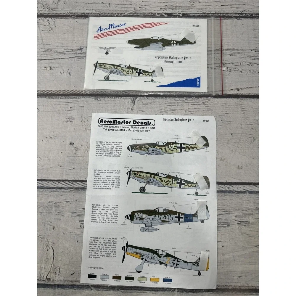 1/48 Aeromaster 48-223 Decal Operation Bodenplatte New